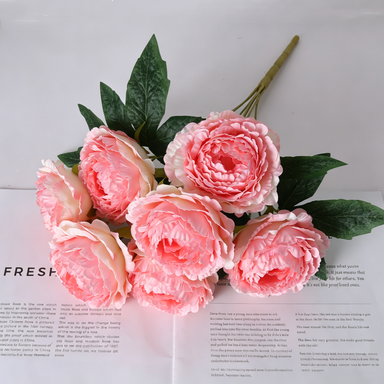 Peony Stems, 7 Blooms per Stem (3.5" Wide), 19" Long - Luxe Faux Flowers for Weddings, Home Decor & Floral Arrangements