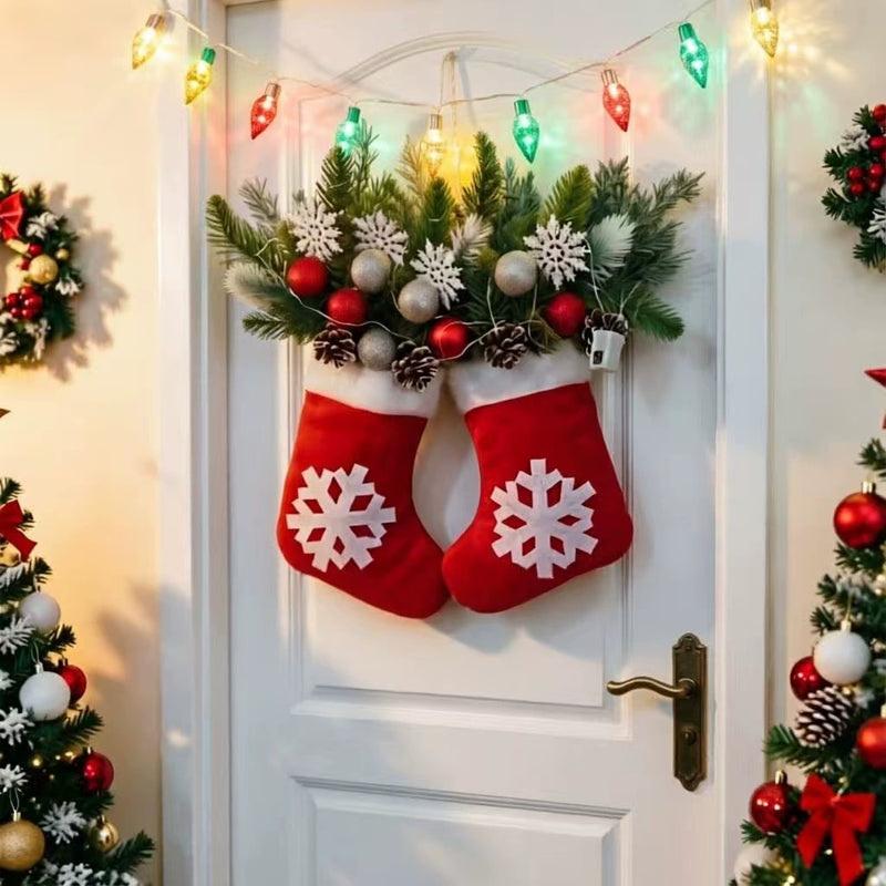 LED Glitter Christmas Glove Wreath, 16" Realistic Holiday Decor for Home, Wedding & Event Styling, Bulk & Single Order Options