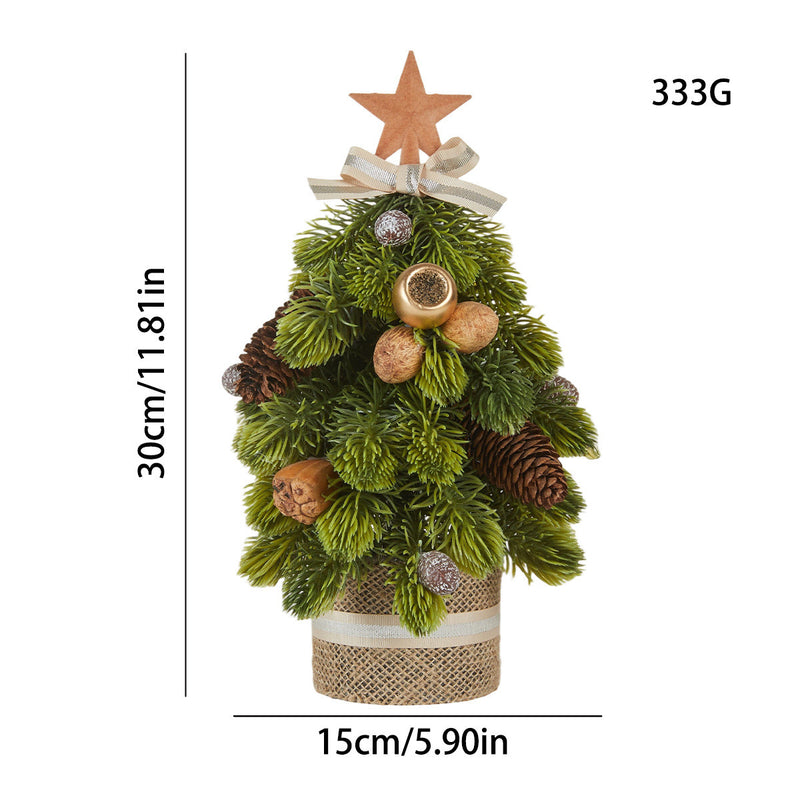 12" Realistic Pinecone & Berry Christmas Tree Decor with Burlap Base,  - Holiday Tabletop Centerpiece, Wedding & Event Decor