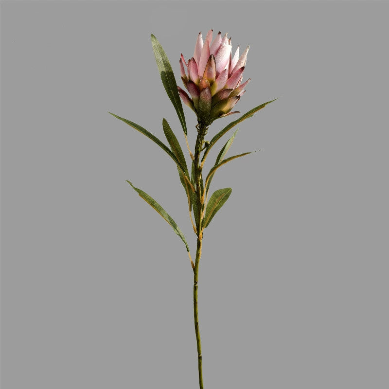 Faux Protea Flower Stem, 25" Long with 4.5" Bloom - Burgundy & Pink Artificial Protea for Vases, Wedding Centerpieces, Home Decor