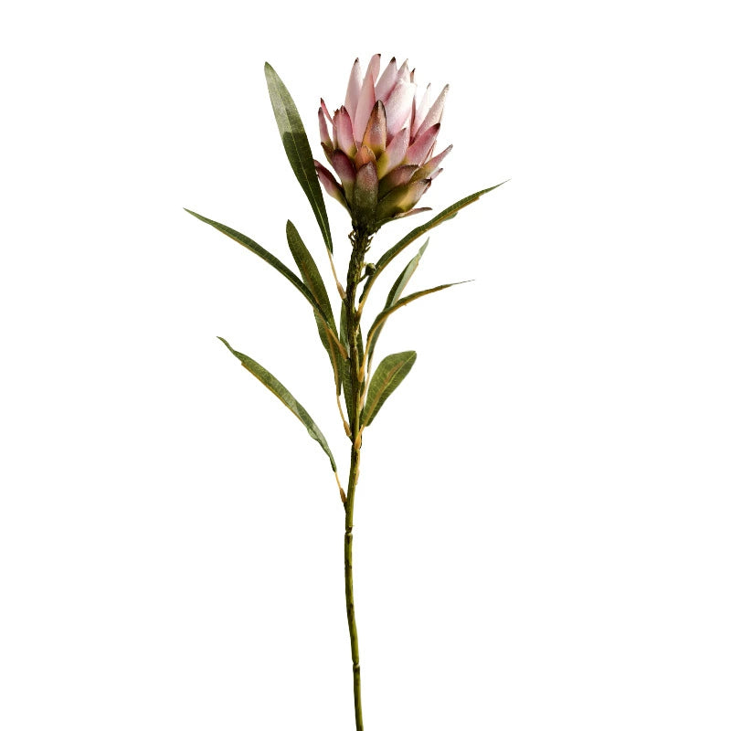 Faux Protea Flower Stem, 25" Long with 4.5" Bloom - Burgundy & Pink Artificial Protea for Vases, Wedding Centerpieces, Home Decor