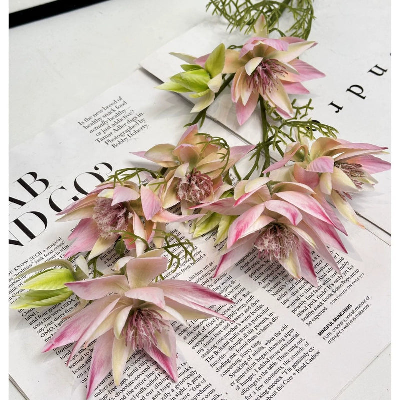Artificial Snowflake Flowers, 27" Real-Stems with 6 Blooms, Bendable Stems for Vases & Arrangements, Home Decor, Wedding & Event Florals (Purple, Mint, Emerald, Blush, Fuchsia)