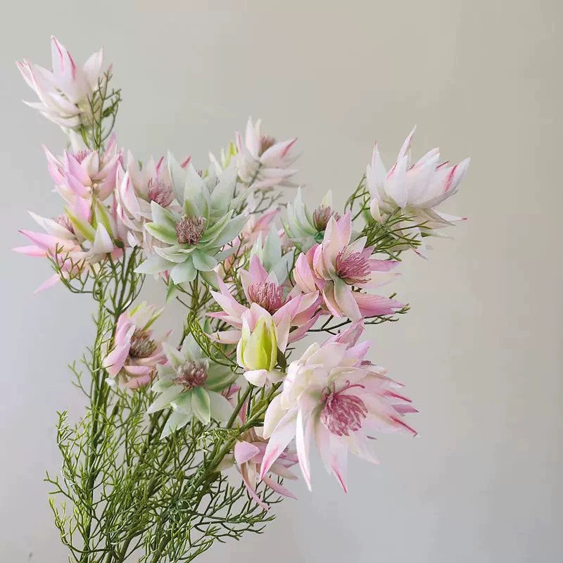 Artificial Snowflake Flowers, 27" Real-Stems with 6 Blooms, Bendable Stems for Vases & Arrangements, Home Decor, Wedding & Event Florals (Purple, Mint, Emerald, Blush, Fuchsia)