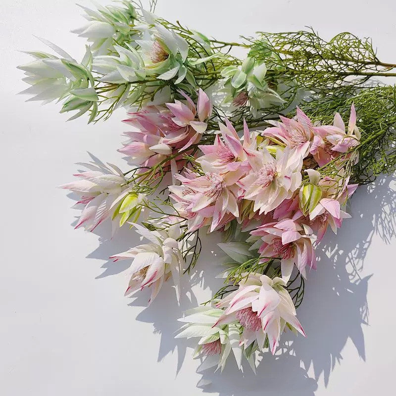 Artificial Snowflake Flowers, 27" Real-Stems with 6 Blooms, Bendable Stems for Vases & Arrangements, Home Decor, Wedding & Event Florals (Purple, Mint, Emerald, Blush, Fuchsia)