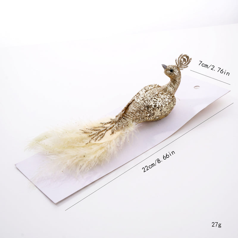 Realistic Peacock Decor, 9" Long Foam Peacock Ornament, Christmas Tree Decor, Wedding Centerpiece, Home Accent