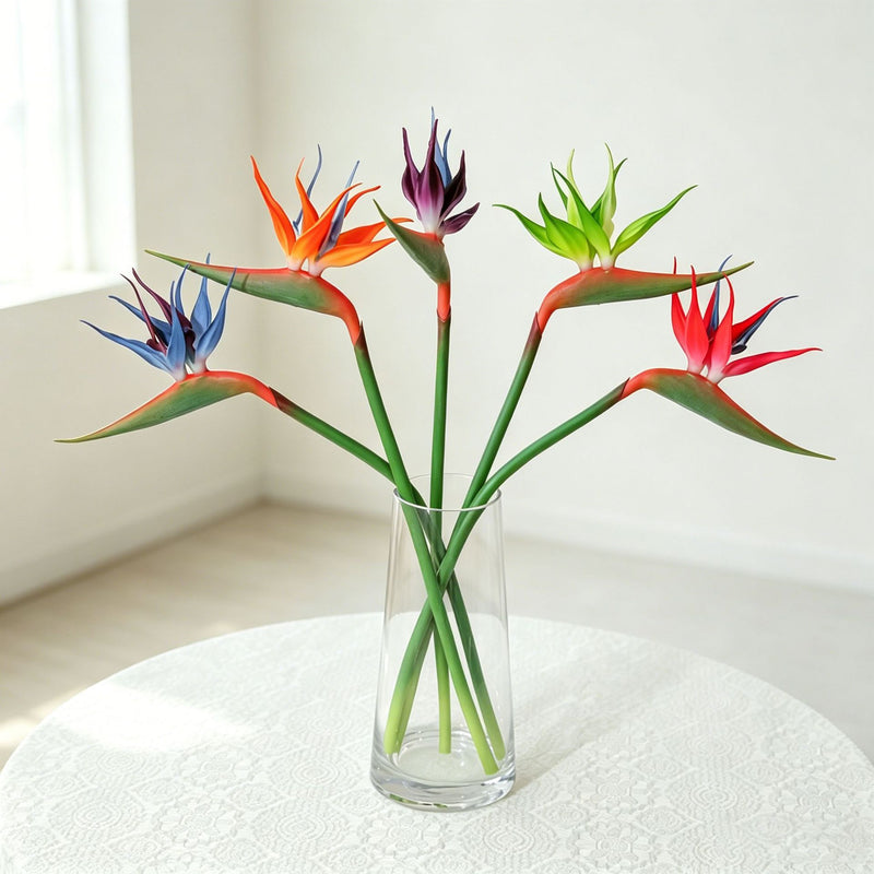 Small  Bird of Paradise Stems, 17", Soft Latex Artificial Flowers for Wedding Decor, Home Styling, Event Arrangements