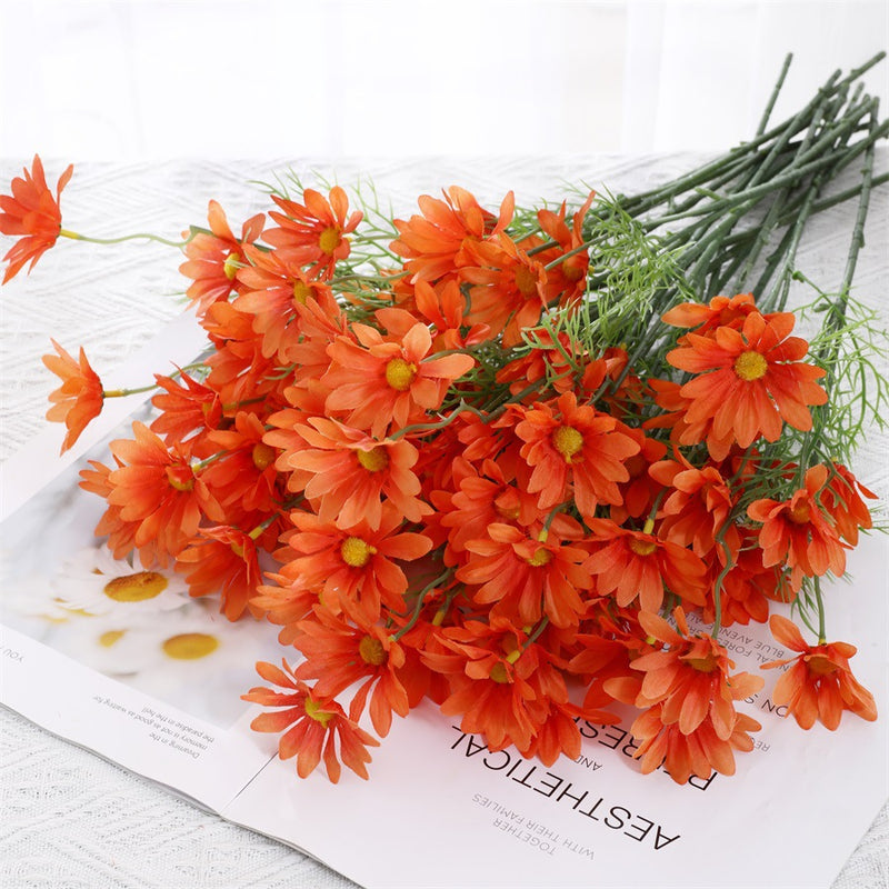 Realistic Silk Daisy Artificial Flowers, 20" Long Stems with 5 Blooms Each, 5 Stems per Bundle - Home Decor, Wedding Centerpieces, Floral Arrangements