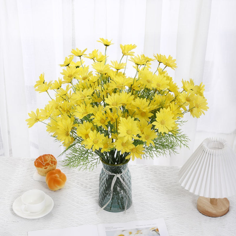 Realistic Silk Daisy Artificial Flowers, 20" Long Stems with 5 Blooms Each, 5 Stems per Bundle - Home Decor, Wedding Centerpieces, Floral Arrangements