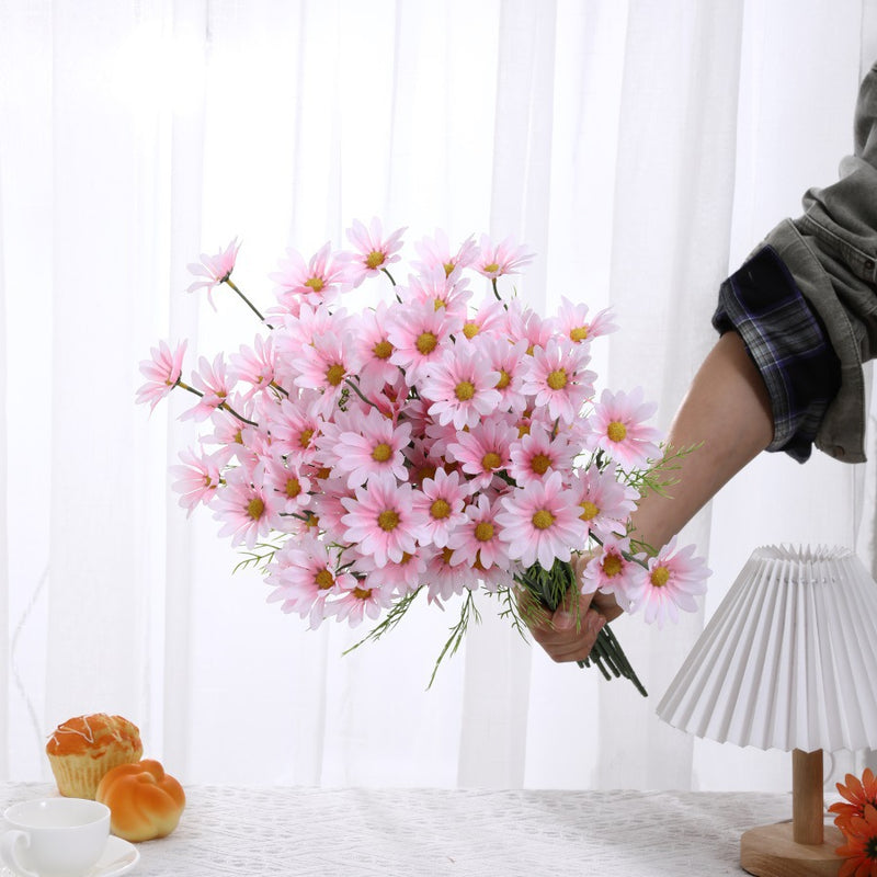 Realistic Silk Daisy Artificial Flowers, 20" Long Stems with 5 Blooms Each, 5 Stems per Bundle - Home Decor, Wedding Centerpieces, Floral Arrangements