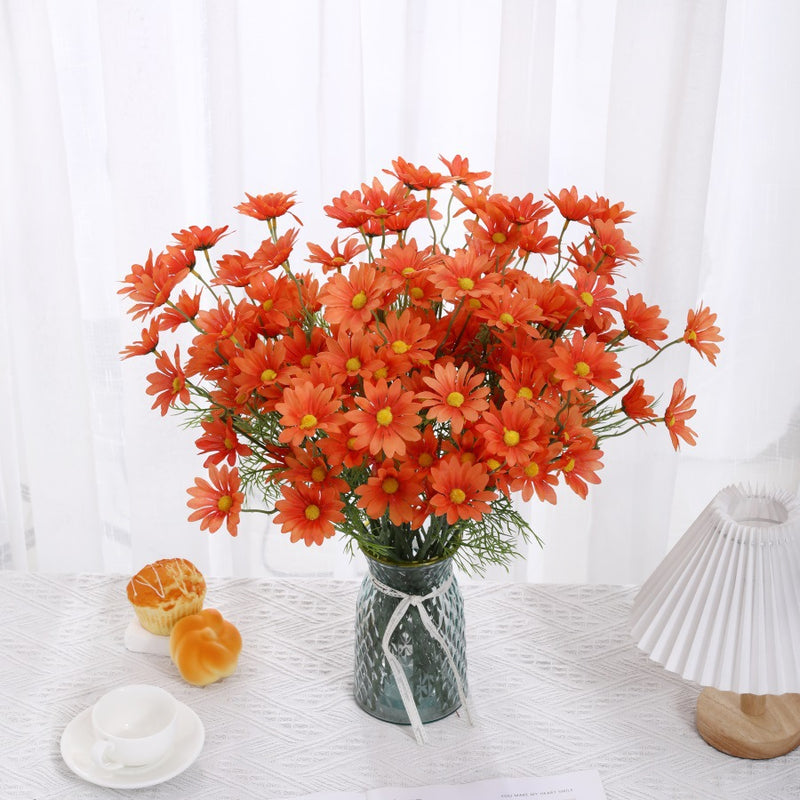 Realistic Silk Daisy Artificial Flowers, 20" Long Stems with 5 Blooms Each, 5 Stems per Bundle - Home Decor, Wedding Centerpieces, Floral Arrangements