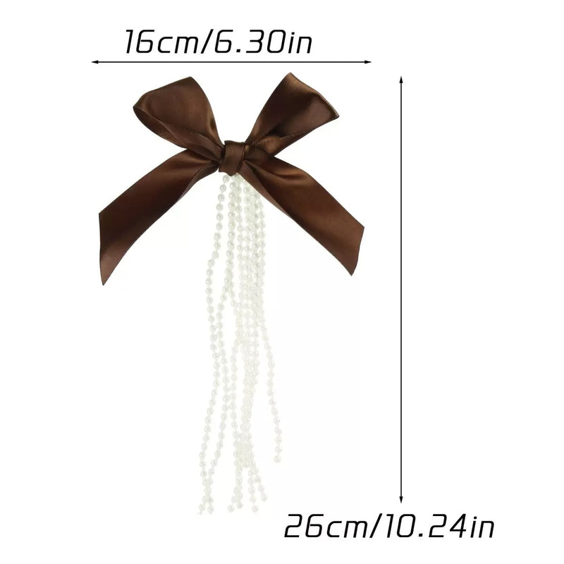 Christmas Tree Pearl & Rhinestone Bow Ornament, 10" Festive Party Decoration for Home Decor, Weddings & Events