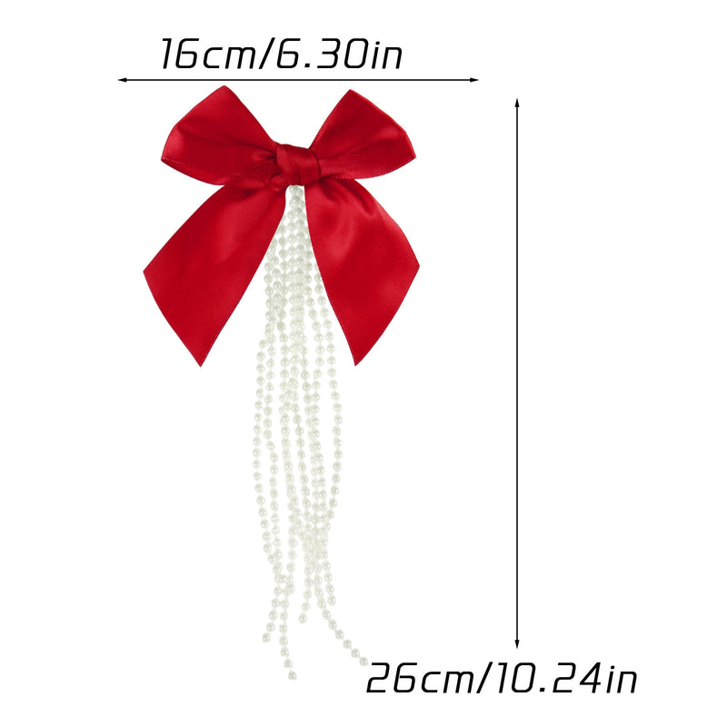 Christmas Tree Pearl & Rhinestone Bow Ornament, 10" Festive Party Decoration for Home Decor, Weddings & Events