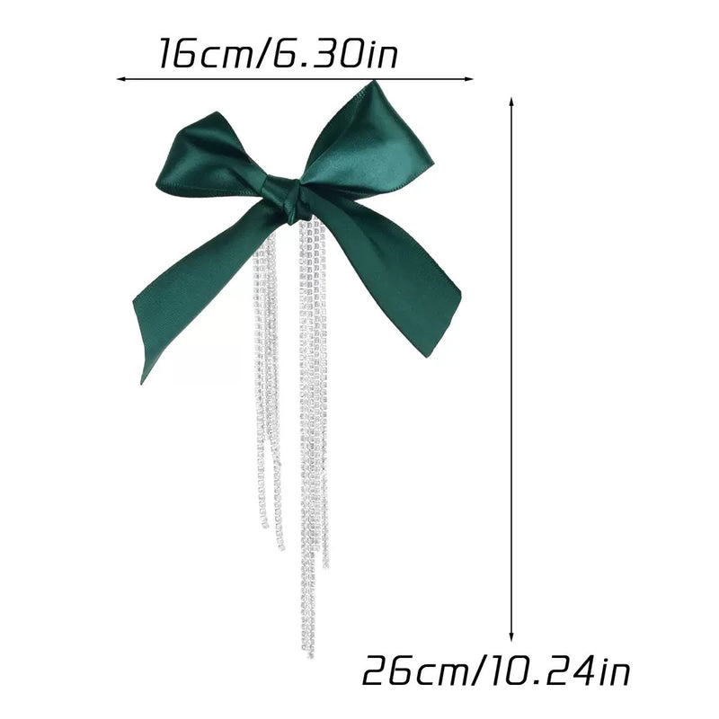 Christmas Tree Pearl & Rhinestone Bow Ornament, 10" Festive Party Decoration for Home Decor, Weddings & Events