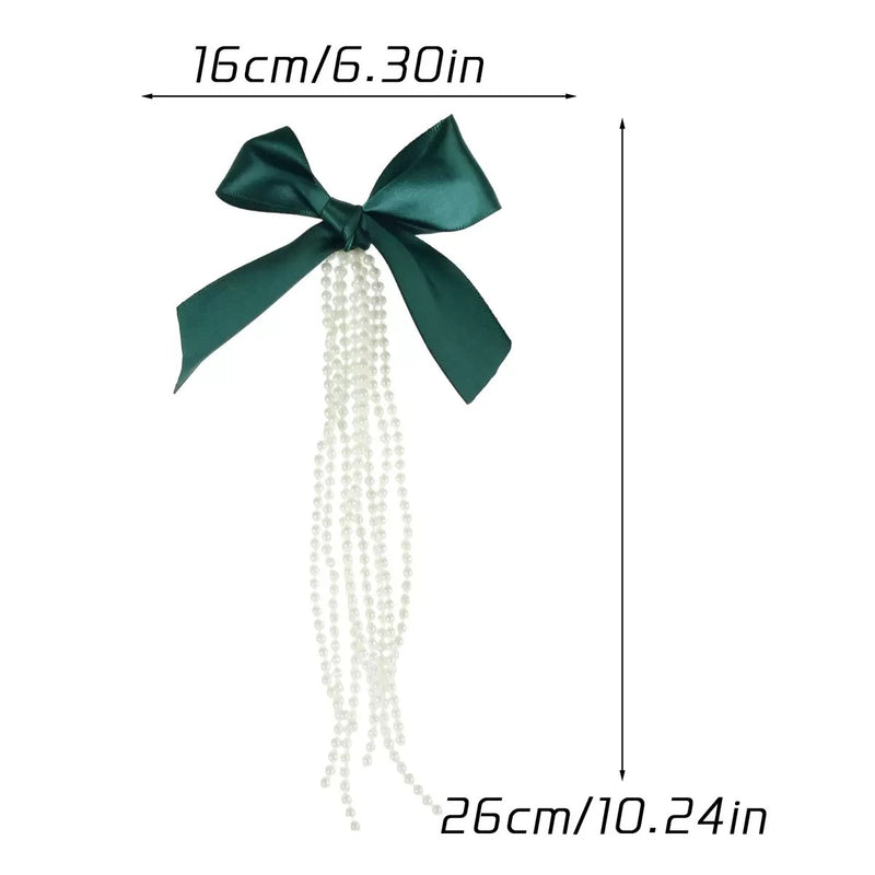 Christmas Tree Pearl & Rhinestone Bow Ornament, 10" Festive Party Decoration for Home Decor, Weddings & Events