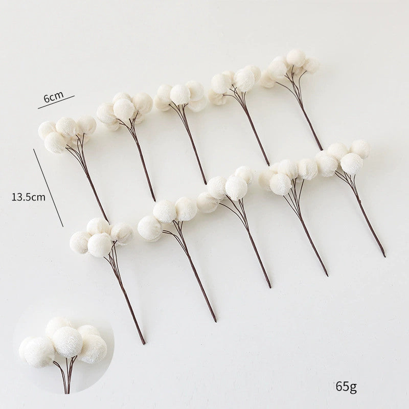 Realistic Velvet 6-Berry Christmas Stems, Set of 10, 5.5" Long with 2.5" Clusters - Holiday Decor, Tree Trimmings, DIY Wreaths & Centerpieces
