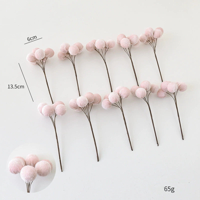 Realistic Velvet 6-Berry Christmas Stems, Set of 10, 5.5" Long with 2.5" Clusters - Holiday Decor, Tree Trimmings, DIY Wreaths & Centerpieces