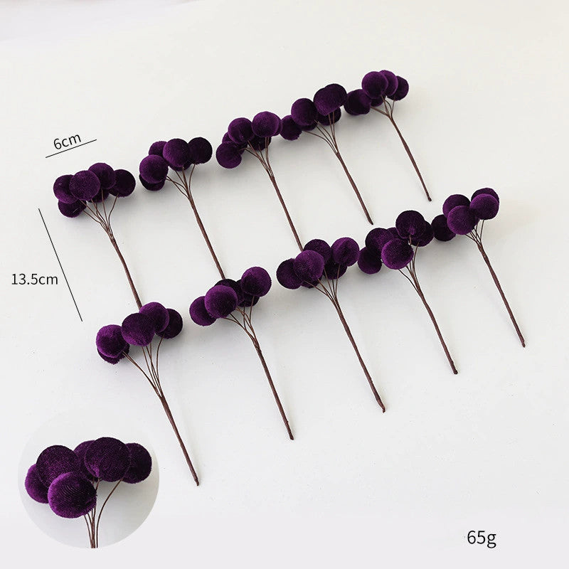 Realistic Velvet 6-Berry Christmas Stems, Set of 10, 5.5" Long with 2.5" Clusters - Holiday Decor, Tree Trimmings, DIY Wreaths & Centerpieces