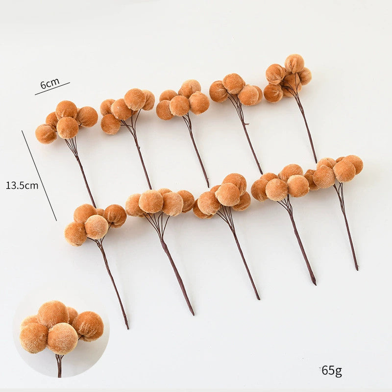 Realistic Velvet 6-Berry Christmas Stems, Set of 10, 5.5" Long with 2.5" Clusters - Holiday Decor, Tree Trimmings, DIY Wreaths & Centerpieces