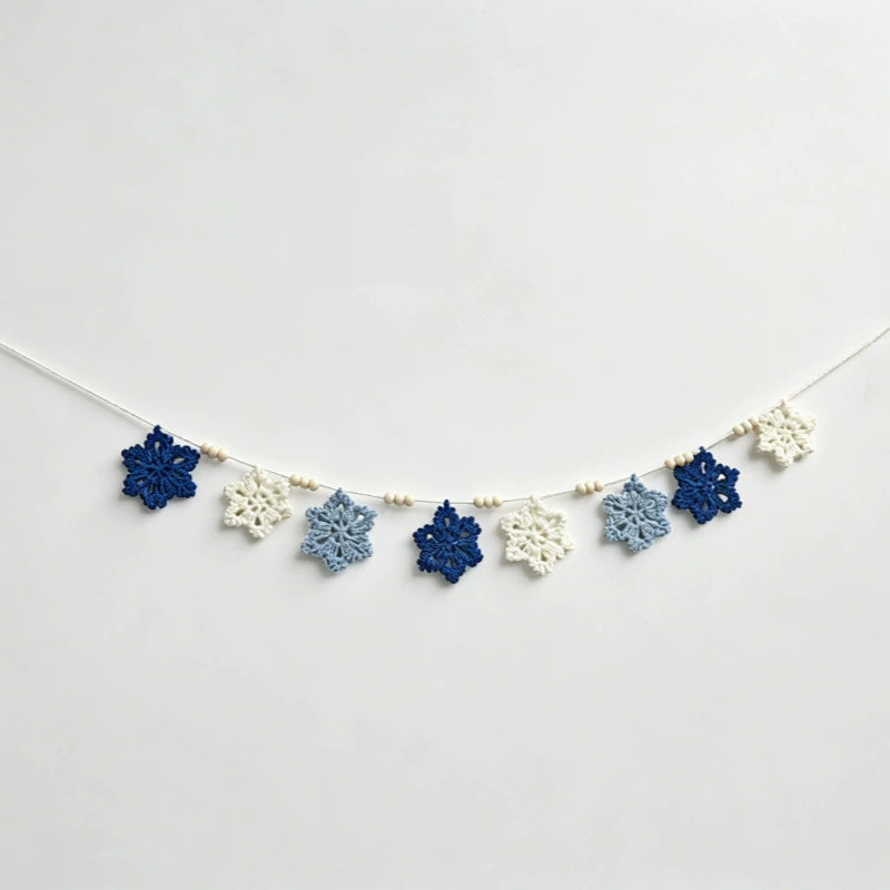 Handcrafted Christmas Garland with Snowflakes & Trees, 79" Festive Banner for Holiday Decor, Parties, Retail Displays & Home Styling