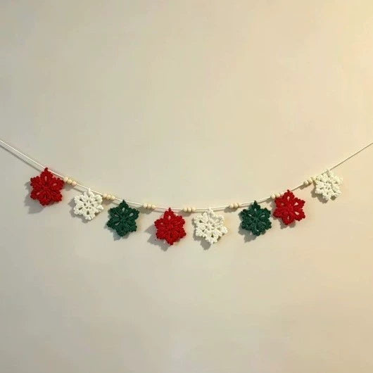 Handcrafted Christmas Garland with Snowflakes & Trees, 79" Festive Banner for Holiday Decor, Parties, Retail Displays & Home Styling
