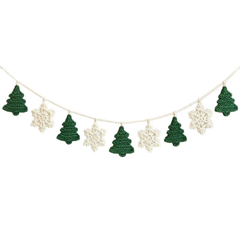 Handcrafted Christmas Garland with Snowflakes & Trees, 79" Festive Banner for Holiday Decor, Parties, Retail Displays & Home Styling