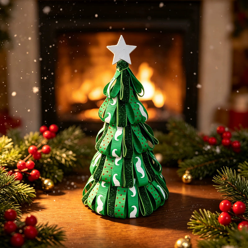 Mini Christmas Tree Decor with Ribbon, 7" Tabletop Pine Cone Tree for Holiday Decor, Mantel, Wedding Centerpieces, Bulk Wholesale Options