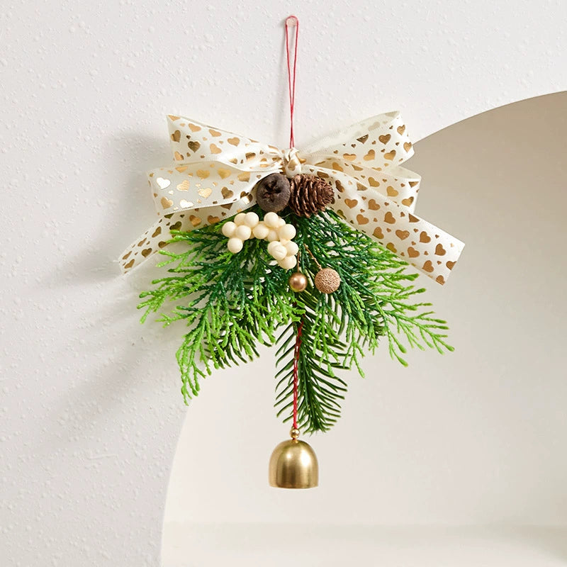 Christmas Bell & Bow Ornaments , 6.5" Festive Holiday Decor for Tree, Wreaths, Gift Wrapping, Home & Event Decor