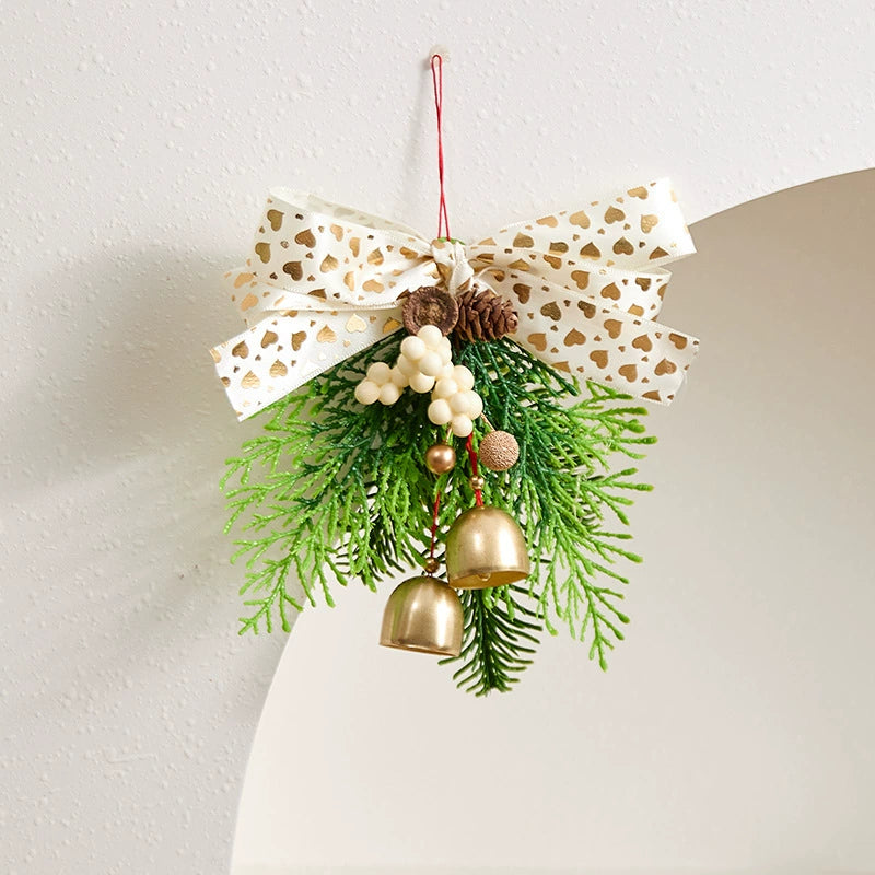Christmas Bell & Bow Ornaments , 6.5" Festive Holiday Decor for Tree, Wreaths, Gift Wrapping, Home & Event Decor