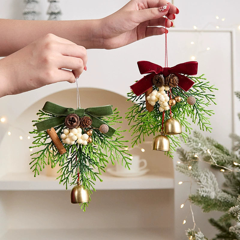 Christmas Bell & Bow Ornaments , 6.5" Festive Holiday Decor for Tree, Wreaths, Gift Wrapping, Home & Event Decor