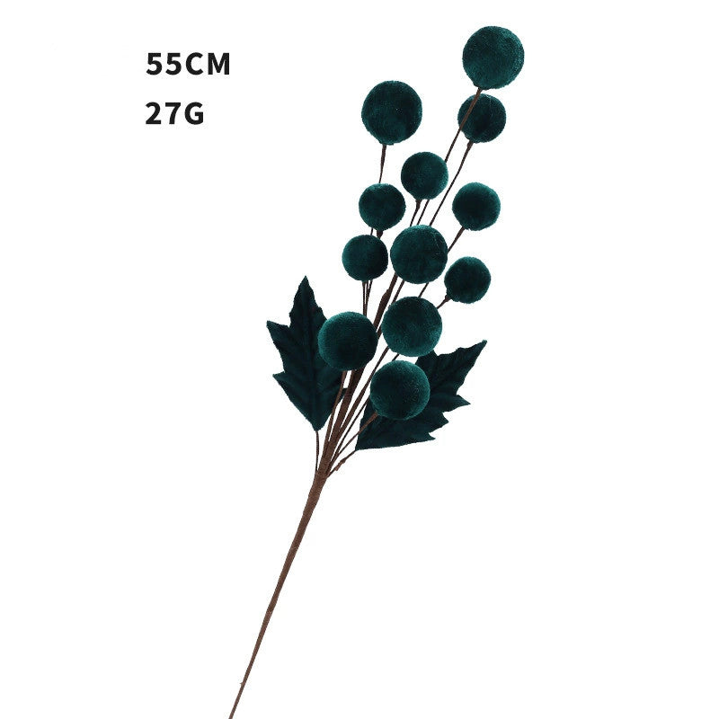 Velvet-Wrapped Floral Stems, 22" Artificial Christmas Berries & Balls,  DIY Holiday Decor, Wedding Centerpieces, Home Styling