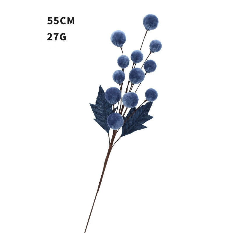 Velvet-Wrapped Floral Stems, 22" Artificial Christmas Berries & Balls,  DIY Holiday Decor, Wedding Centerpieces, Home Styling