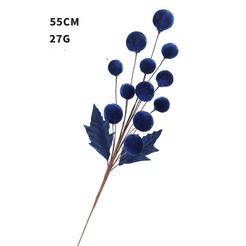 Velvet-Wrapped Floral Stems, 22" Artificial Christmas Berries & Balls,  DIY Holiday Decor, Wedding Centerpieces, Home Styling