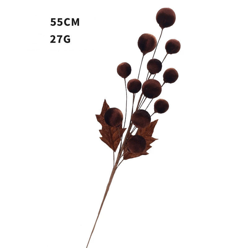 Velvet-Wrapped Floral Stems, 22" Artificial Christmas Berries & Balls,  DIY Holiday Decor, Wedding Centerpieces, Home Styling