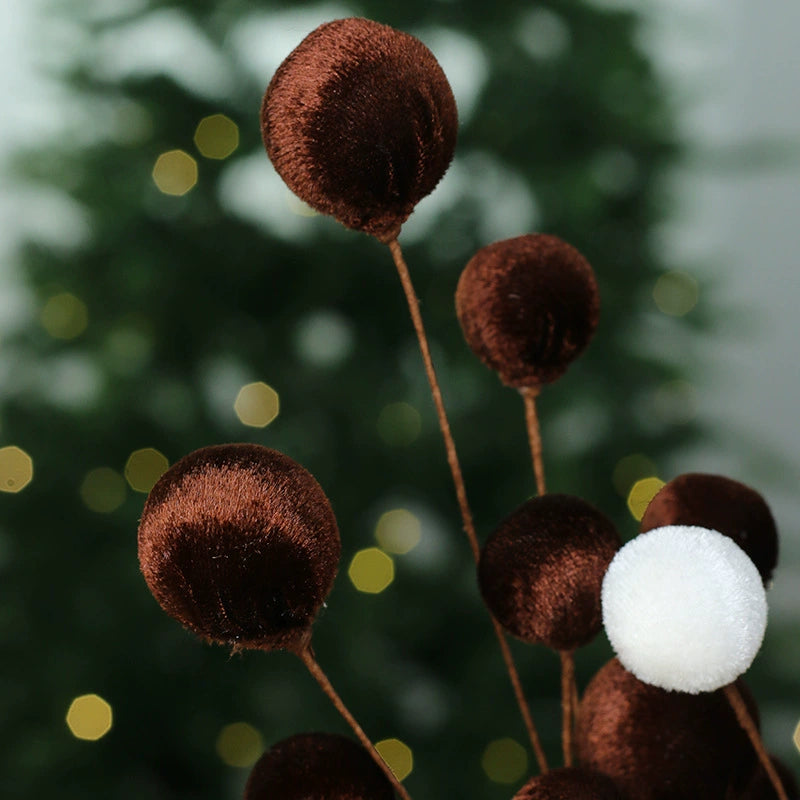 Velvet-Wrapped Floral Stems, 22" Artificial Christmas Berries & Balls,  DIY Holiday Decor, Wedding Centerpieces, Home Styling