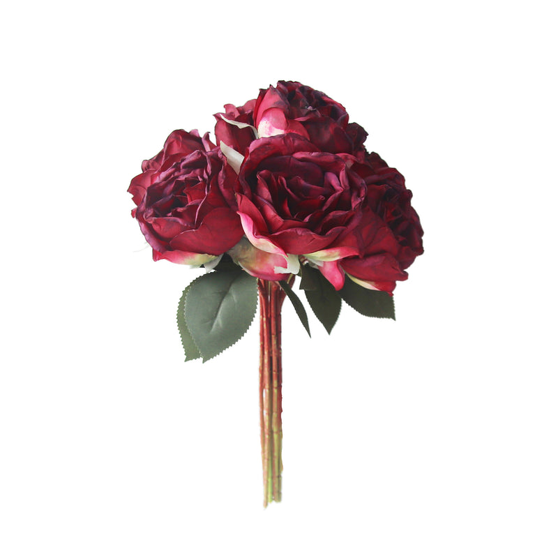 Silk Roses Bouquet, 11" Long with 10 Blooms (3" Each), Wedding Centerpiece, Home Decor, Event Styling, Bulk Floral Supplies