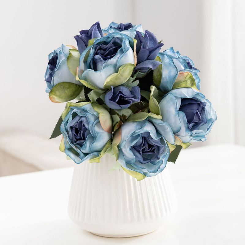 Silk Roses Bouquet, 11" Long with 10 Blooms (3" Each), Wedding Centerpiece, Home Decor, Event Styling, Bulk Floral Supplies