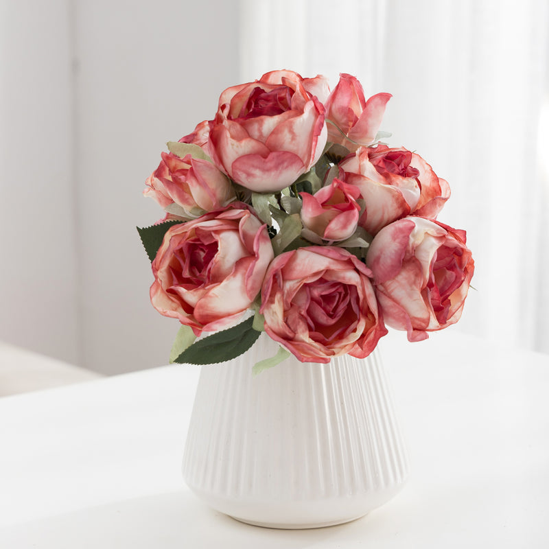 Silk Roses Bouquet, 11" Long with 10 Blooms (3" Each), Wedding Centerpiece, Home Decor, Event Styling, Bulk Floral Supplies