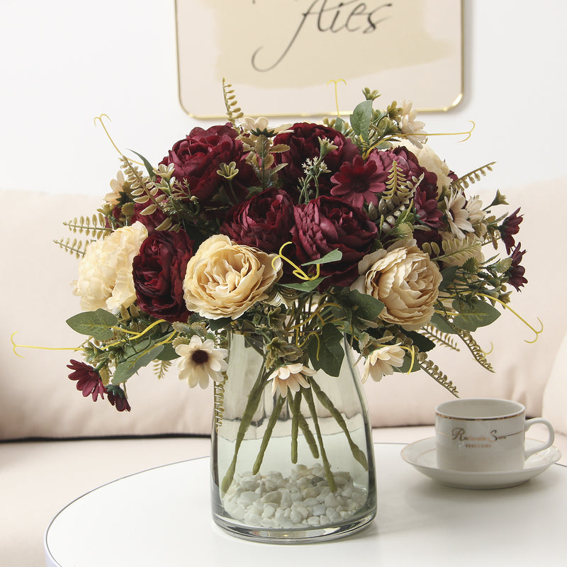 Silk Peony Bouquet, 13" Tall,  for Wedding, Home Decor, Event Arrangements