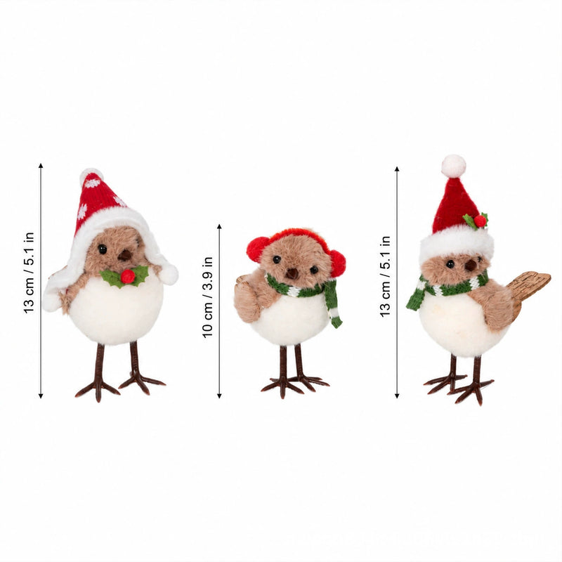 Flocked Foam Christmas Tree Birds , 5" Realistic Holiday Decor, Tabletop Display, Window Ornaments, DIY Wedding & Event Styling