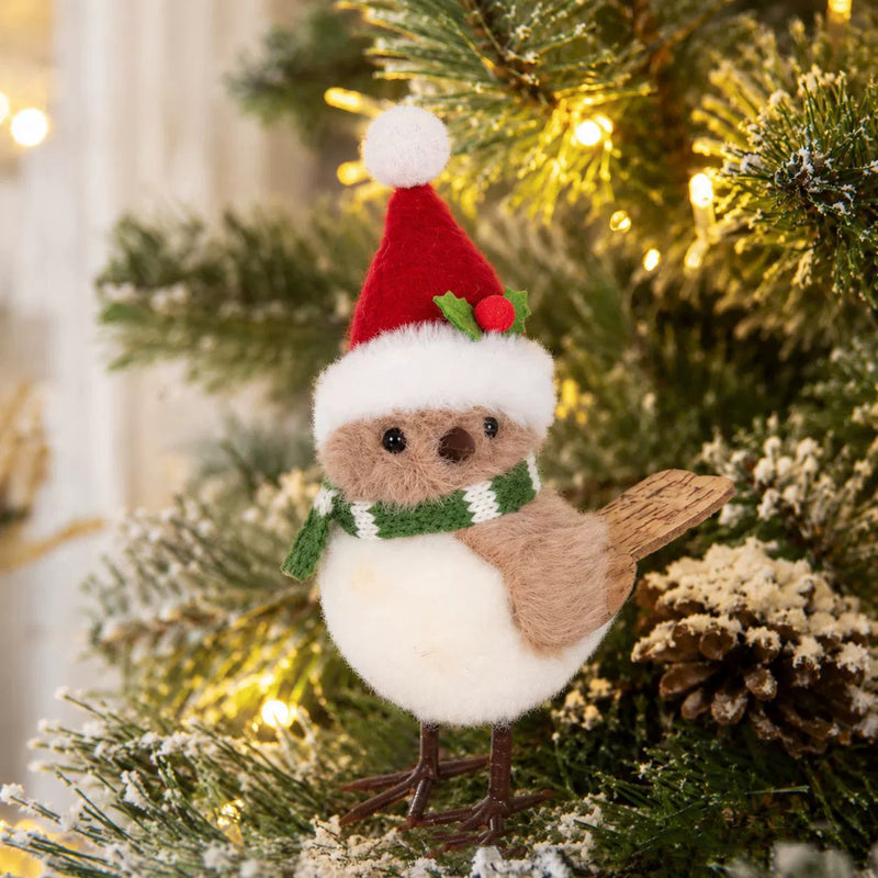 Flocked Foam Christmas Tree Birds , 5" Realistic Holiday Decor, Tabletop Display, Window Ornaments, DIY Wedding & Event Styling