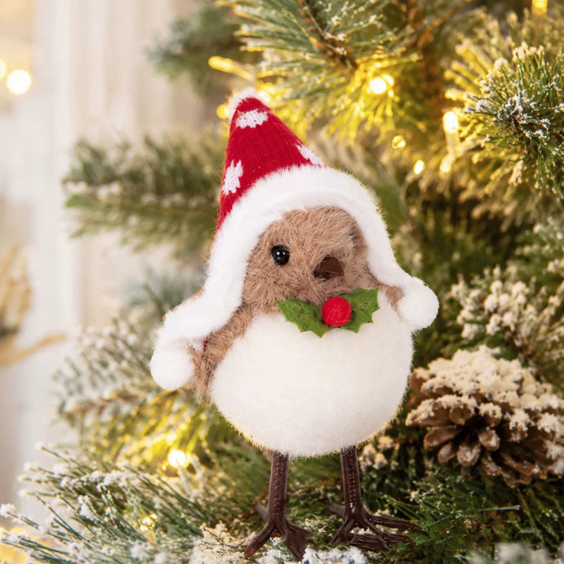 Flocked Foam Christmas Tree Birds , 5" Realistic Holiday Decor, Tabletop Display, Window Ornaments, DIY Wedding & Event Styling