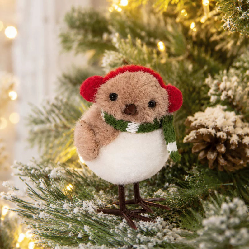 Flocked Foam Christmas Tree Birds , 5" Realistic Holiday Decor, Tabletop Display, Window Ornaments, DIY Wedding & Event Styling
