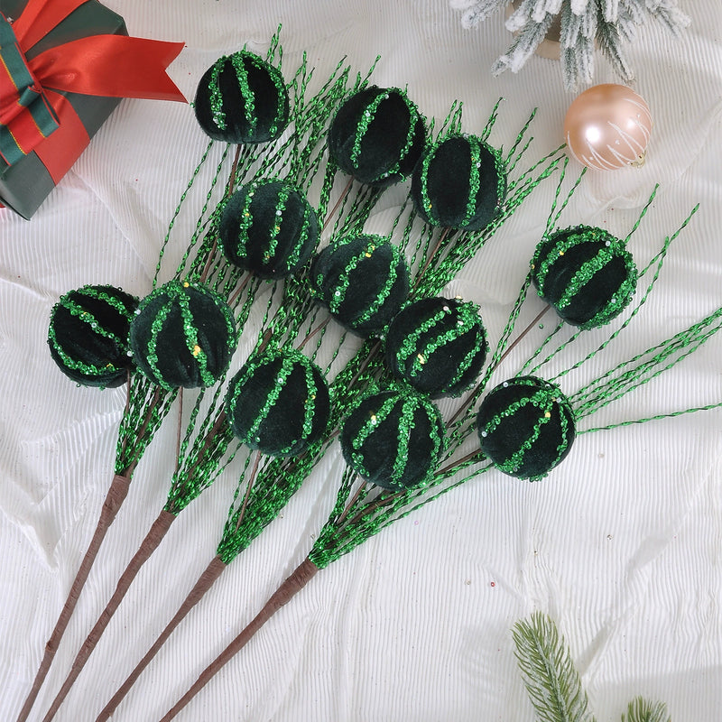 Set of 5 Artificial Berry Stems, 27" Tall Real-Touch Christmas Decor with Velvet Berries in 6 Colors (Red, White, Pink, Champagne, Green, Gray) - Holiday Centerpiece, Wedding Bouquet, Home Decor
