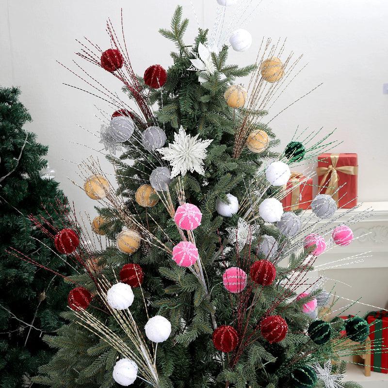 Set of 5 Artificial Berry Stems, 27" Tall Real-Touch Christmas Decor with Velvet Berries in 6 Colors (Red, White, Pink, Champagne, Green, Gray) - Holiday Centerpiece, Wedding Bouquet, Home Decor