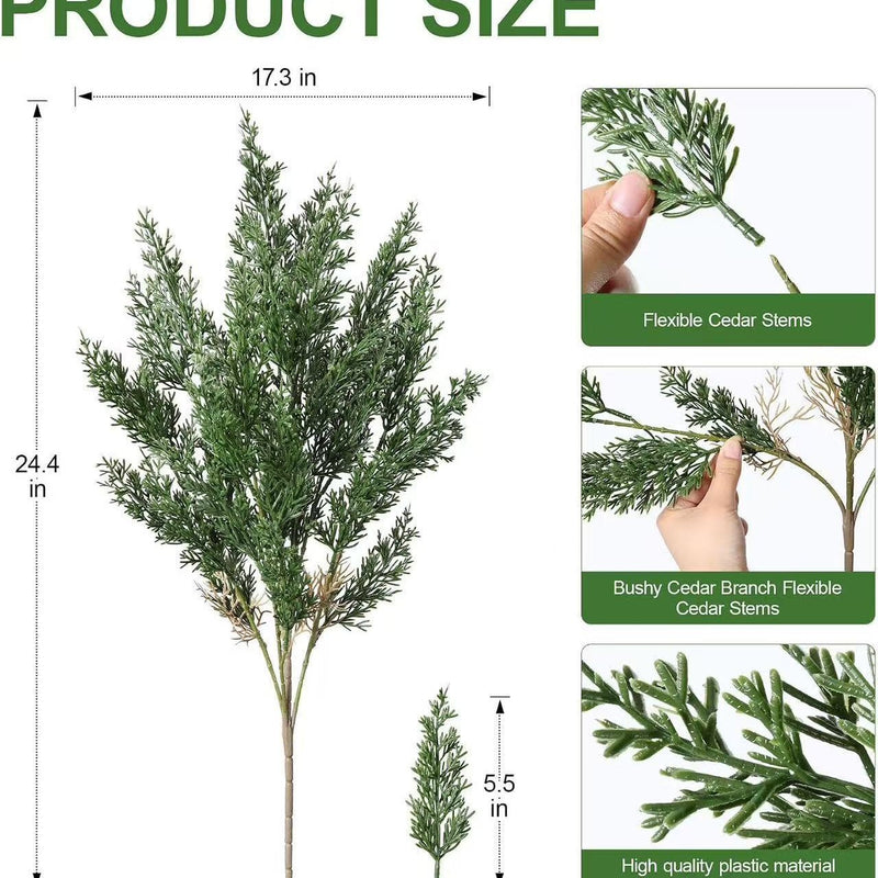 Realistic Artificial Pine Branches, 24.4" Tall, Christmas & Holiday Decor, Indoor Use, Bulk or Single Purchase