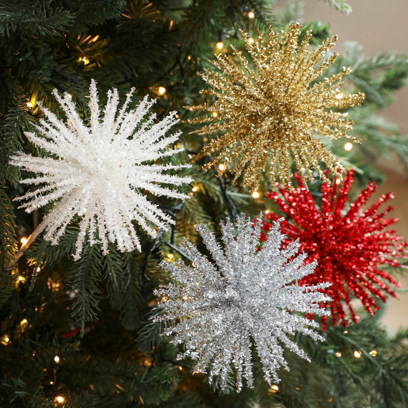 18" Festive Foam Glitter Christmas Tree Stems, Gold, White, Silver, Red, Holiday Decor, Wedding Arrangements, Home Styling