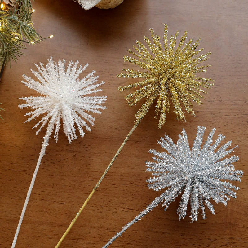 18" Festive Foam Glitter Christmas Tree Stems, Gold, White, Silver, Red, Holiday Decor, Wedding Arrangements, Home Styling