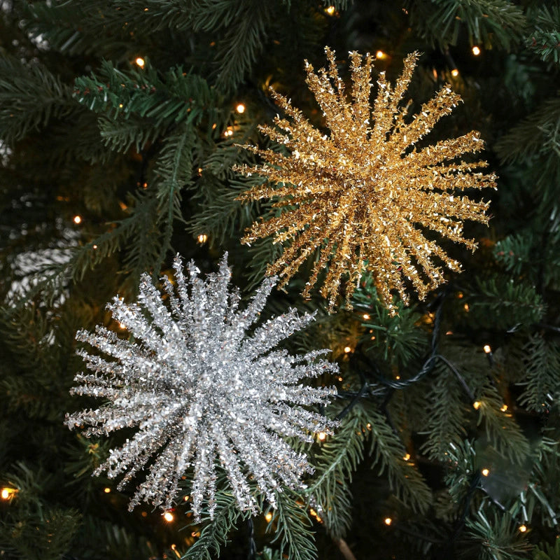 18" Festive Foam Glitter Christmas Tree Stems, Gold, White, Silver, Red, Holiday Decor, Wedding Arrangements, Home Styling