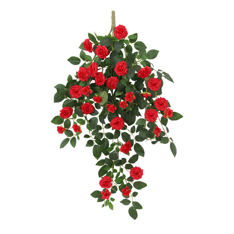 Silk Rose Vine Wall Hanging, 35" Long, Real-Touch Faux Floral Decor for Home, Weddings & Events, Bulk-Friendly