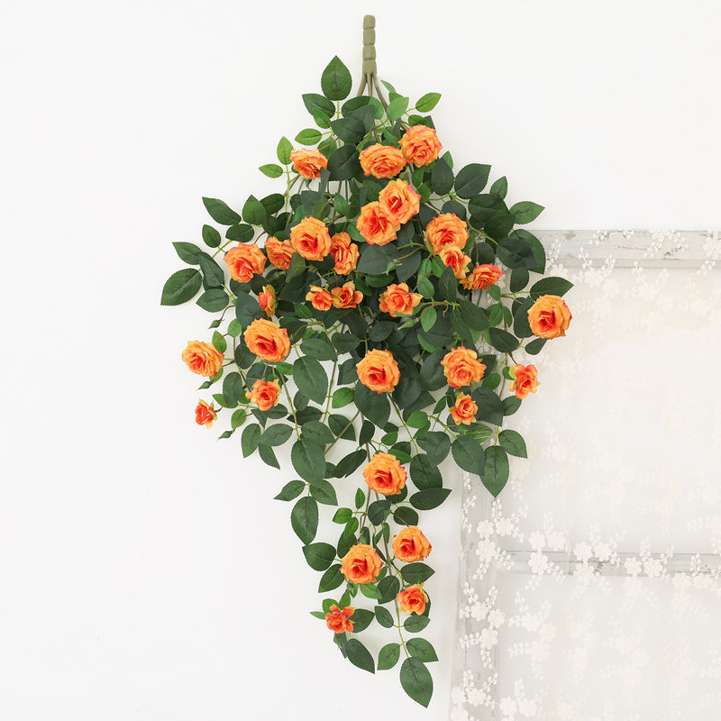 Silk Rose Vine Wall Hanging, 35" Long, Real-Touch Faux Floral Decor for Home, Weddings & Events, Bulk-Friendly